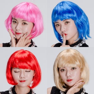 (파티가발 단발머리가발)파티소품 체육대회 장기자랑