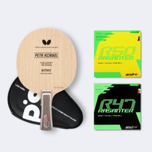 버터플라이 탁구라켓 코르벨 + 라잔터 R50/R47 FL(부채형) 러버조합