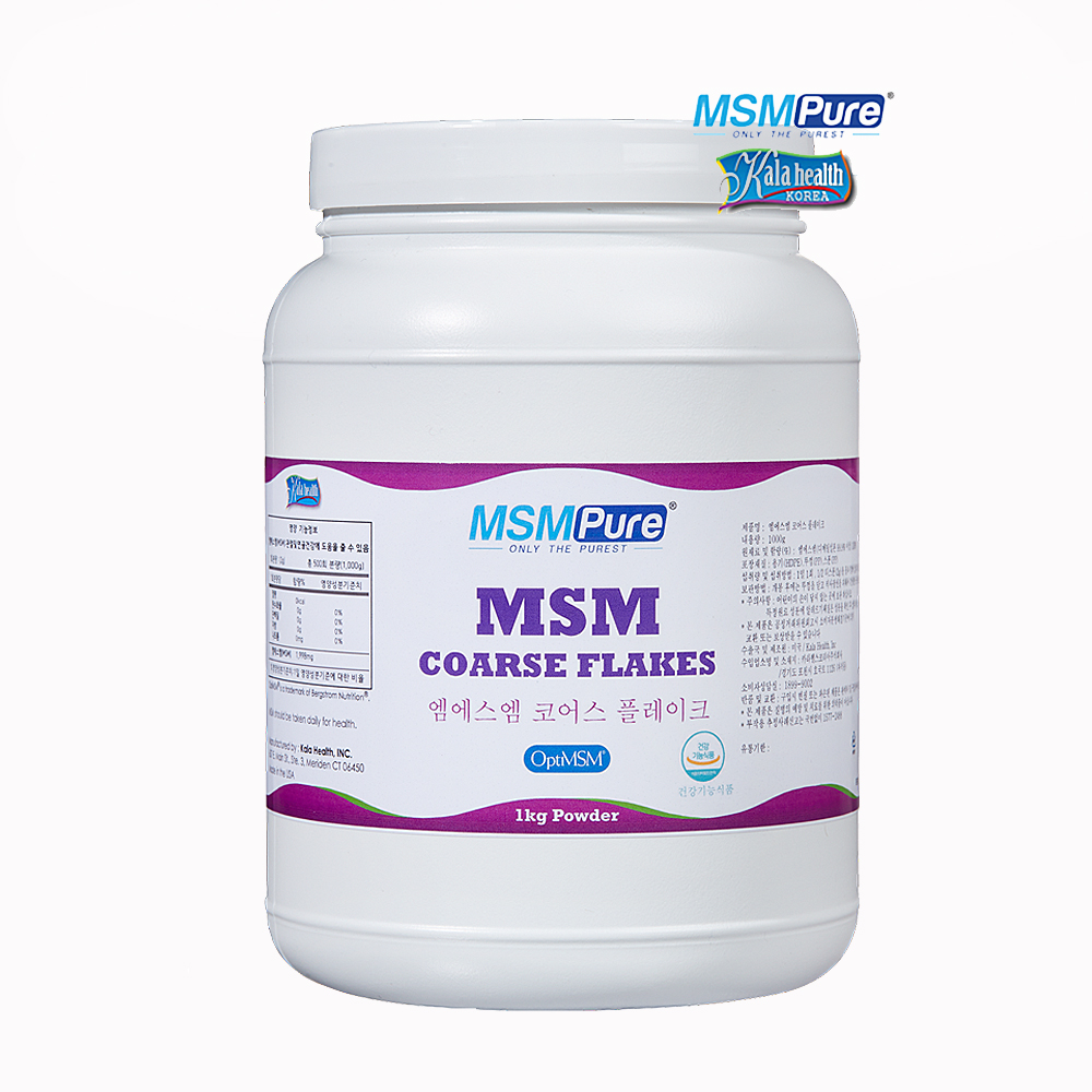 카라헬스 <b>엠에스엠퓨어 MSM</b>식이유황 파우더 분말 코어스플레이크1kg optimsm 관절영양제