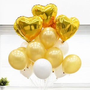헬륨풍선(100개)하트은박+고무풍선[골드톤]