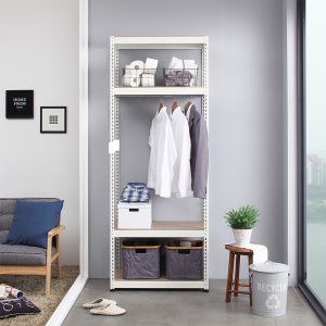 스피드랙 조립식 옷장 행거 4단 높이 400 400 2100mm ( +행거봉 1 개) 화이트앵글(백색)