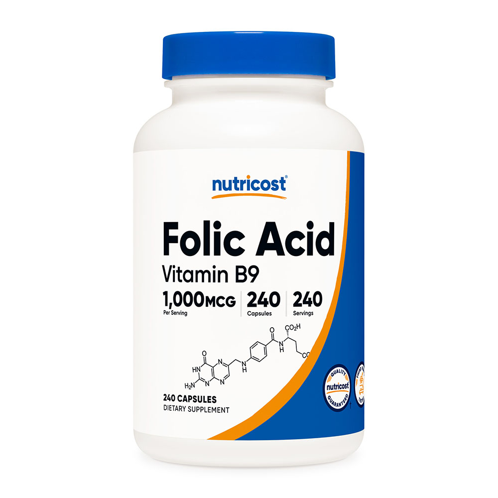 뉴트리코스트 <b>엽산</b> 1,000mcg 비타민 B9 240캡슐 8개월분
