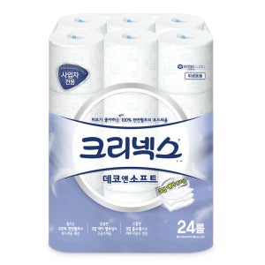 크리넥스 45178 데코 소프트 무향 화장지 휴지 3겹 30M 24롤