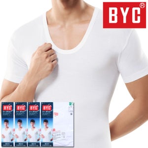 BYC 남성런닝 반팔 순면 남자 메리야스 4매 95-110