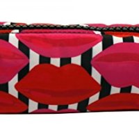 Lulu Guinness Make Up Brush Case Lips Stripe Print