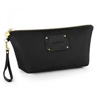 CHICECO Designer Makeup Pouch Cosmetic Bag with Detachable Wristlet- Black