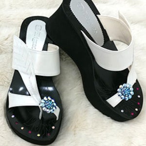 SS2041나뭇잎 보석조리 양가죽 통굽슬리퍼