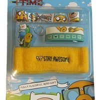 Official Licensed Adventure Time Jake & Finn Nerd Pack Stay Awesome Headband, Lanyard, Keyring & 2