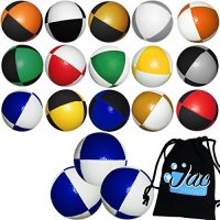 Set of 3 Jac Products 8 Panel Pro Thud Juggling Balls (UK Made) & Cotton Travel Bag (Orange/Black)