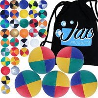 Set of 5 Jac Products Pro Thud Juggling Balls (UK Made) & Cotton Travel Bag (Solid White)