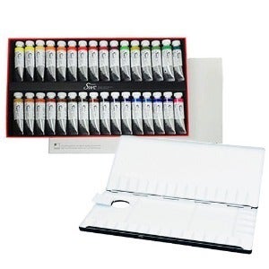 [세트상품] 신한 SWC 수채화물감 15ml 32색세트 + 미래 알루미늄 파렛트 35칸