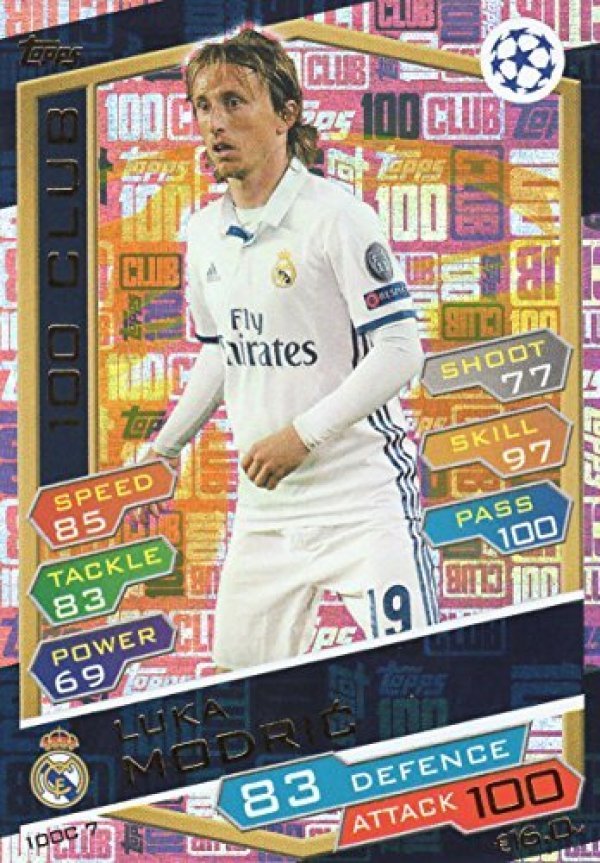 2016/17 MATCH ATTAX CHAMPIONS LEAGUE 100 CLUB LUKA MODRIC REAL MADRID HUNDRED CLUB