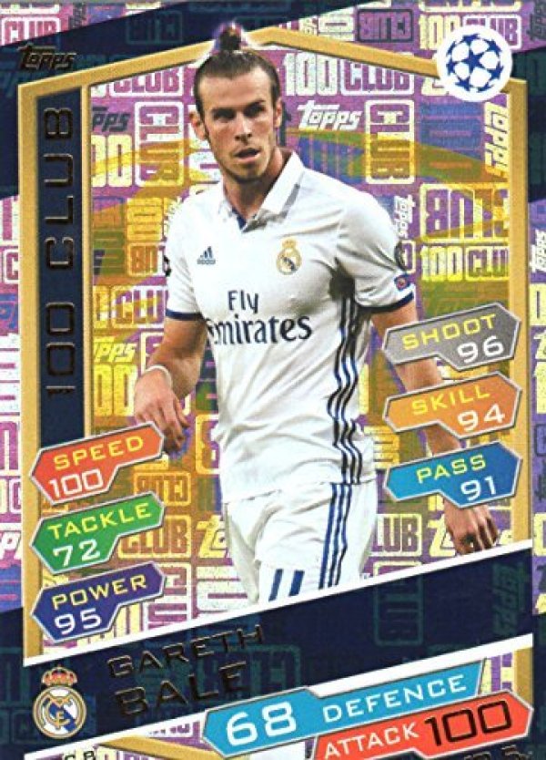 2016/17 MATCH ATTAX CHAMPIONS LEAGUE 100 CLUB GARETH BALE REAL MADRID HUNDRED CLUB