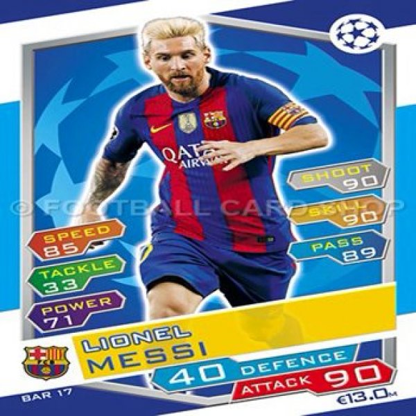 2016/17 MATCH ATTAX CHAMPIONS LEAGUE - FC BARCELONA MESSI BASE CARD