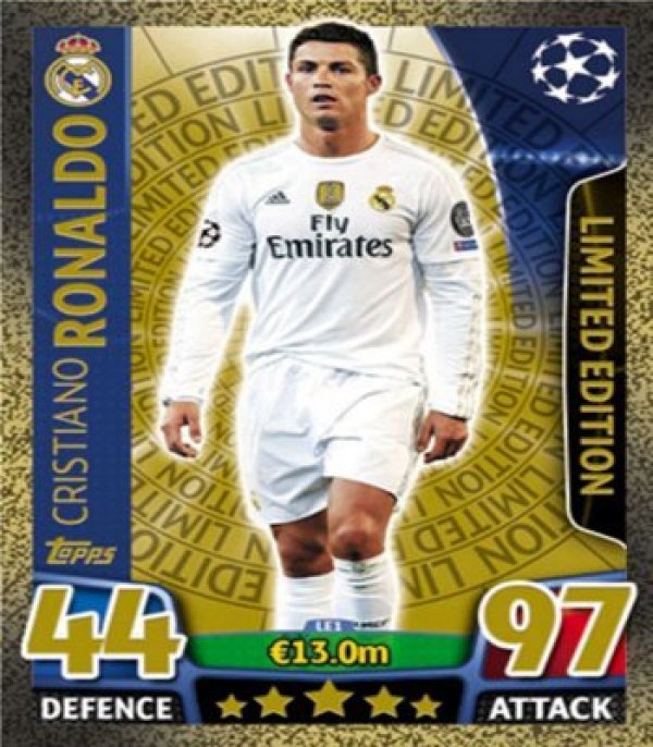 Match Attax Champions League - Cristiano Ronaldo Gold Limited Edition Card (LE1)