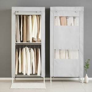 비키니옷장 철제 시스템행거 커버형 드레스룸 옷걸이행거 2단싱글