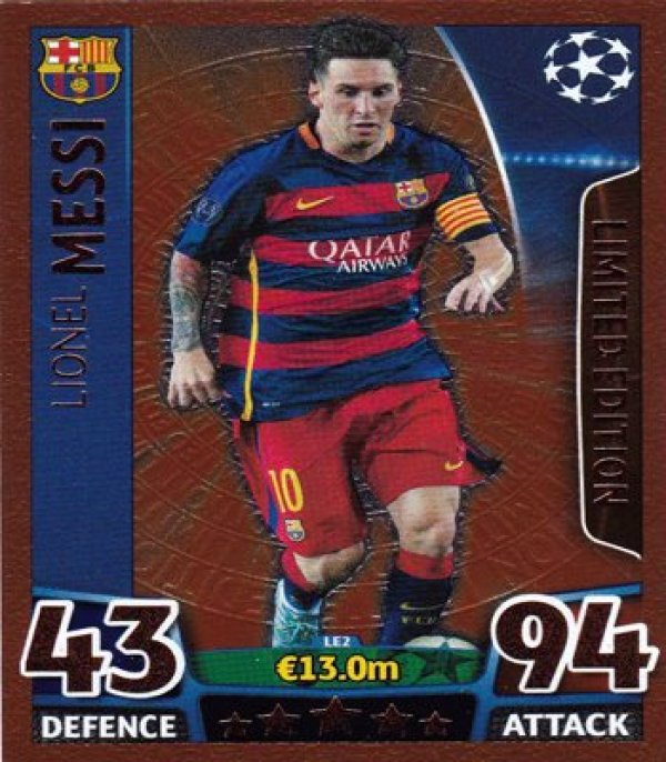 Match Attax Champions League - Lionel Messi Bronze Limited Edition Card (LE2)