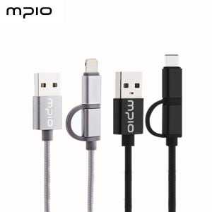 MPIO 2 IN 1 고속충전 숏 케이블 마이크로5핀 라이트닝8핀 USB C타입