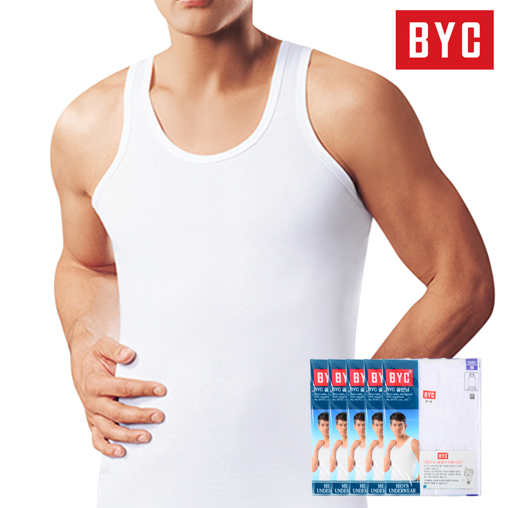 BYC 런닝 쿨나시 <b>남자</b> 면 러닝셔츠 조끼런닝 <b>남성</b> 메리야스 런닝구 5매