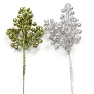 글리터 베리 열매 픽 18cm 144개 세트 3색 택1 개당 400원꼴 크리스마스 장식 조화 인조 겨울 꽃 소재