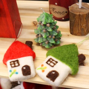 크리스마스 트리장식 인형 울 하우스 12cm 48개 세트 2색 택1