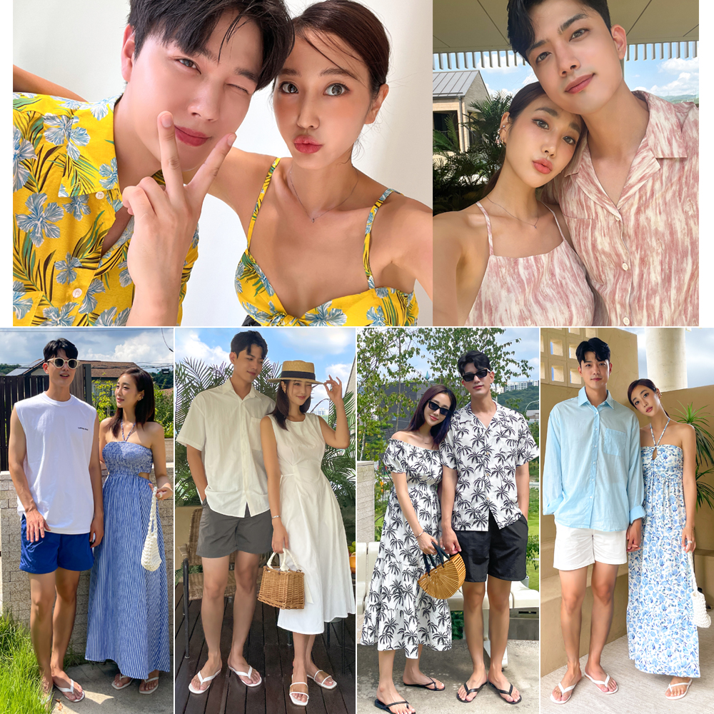 [플라이비치]여름 신혼여행 휴양지 해외여행 바캉스 커플룩 시밀러룩 허니문웨어 옷