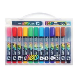 자바 POP 사각매직 12색 사각촉 사각닙 손글씨