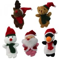 RHX 5pcs Mixed Lovely Christmas Animal Finger Puppets New Cartoon Baby Soft Toy Doll