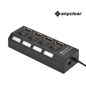 애니클리어 USB2.0 멀티허브 분배기 멀티탭 버튼식 4포트 PDB-HUB204