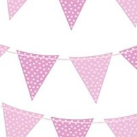 VALUE TWIN PACK Pink & White Polka Dot Colour Pennant Card Bunting Indoor/Outdoor Party Decoration