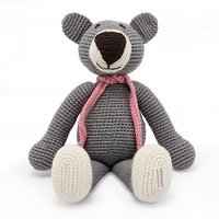 Organic Soft Baby Toys - Hand Knitted Teddy Bear Toy With Organic Cotton