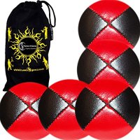 5x Pro Thud Juggling Balls - Deluxe (LEATHER) Professional Juggling Ball Set of 5 ＋ Fabric Travel B