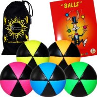 Flames N Games ASTRIX UV Thud Juggling Balls set of 5. Pro 6 Panel Leather Juggling Ball Set ＋ Ball