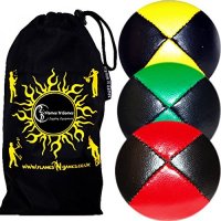 3x Pro Thud Juggling Balls - Deluxe (LEATHER) Professional Juggling Ball Set of 3 + Fabric Travel B