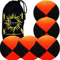 5x Pro Thud Juggling Balls - Deluxe (SUEDE) Professional Juggling Ball Set of 5 + Fabric Travel Bag