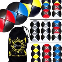 3x Pro Thud Juggling Balls (LEATHER) Professional Juggling Balls Set of 3 ＋ Travel Bag! (Red)