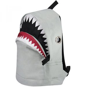 YIMOJI Shark Backpacks Canvas For Teenagers Boys Girls School Backpacks Laptop Bag (Gray)