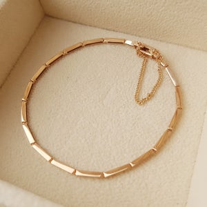 14K 18K 심플 볼드 사각 체인 명품 팔찌 여자 금 선물