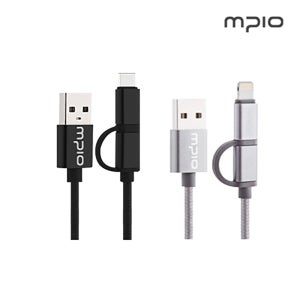 엠피오 2 IN 1 고속충전 숏 케이블 마이크로5핀 라이트닝8핀 USB C타입