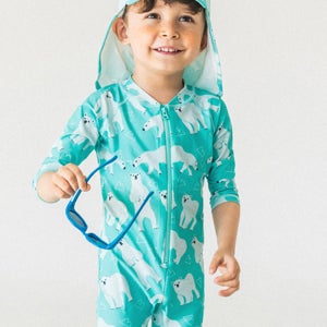 요바프 아기수영복 베이비 유아래쉬가드 일체형/ 북극곰 BLUE (롱슬리브)