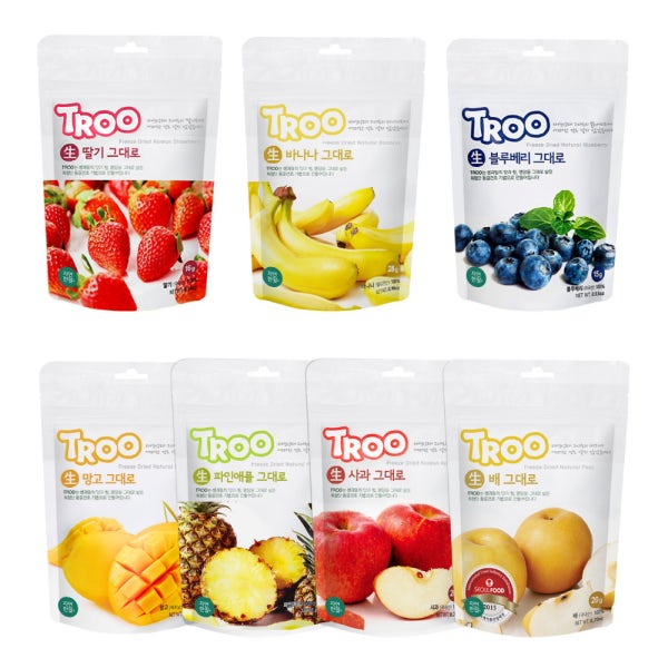 TROO 동결건조 과일칩 딸기 사과 바나나 블루베리 망고 파인애플 배