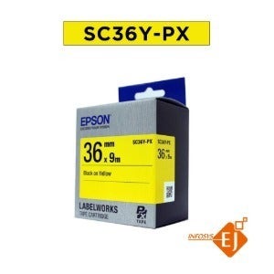 정품 [엡손 EPSON] 라벨테이프 SC36Y/SC36Y-PX (36mm 노랑바탕/검정글씨)/LW-K200BL,OK730,LW-C410,OK1000P,LW-K600,LW-K460,