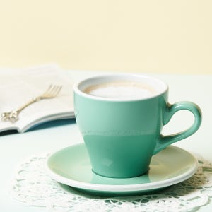 러브라믹스 튤립 라떼잔 파파야민트 280ml 카페 커피 컵 커피잔 잔받침 6개세트