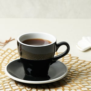 러브라믹스 튤립 라떼잔 로열블랙 280ml 카페 커피 컵 커피잔 잔받침 6개세트