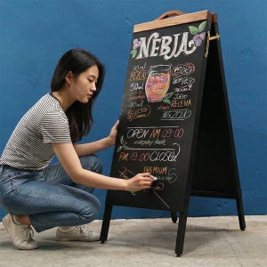 no 5302 상단월넛바 카페 흑 칠판입간판 이젤메뉴판 하고로모