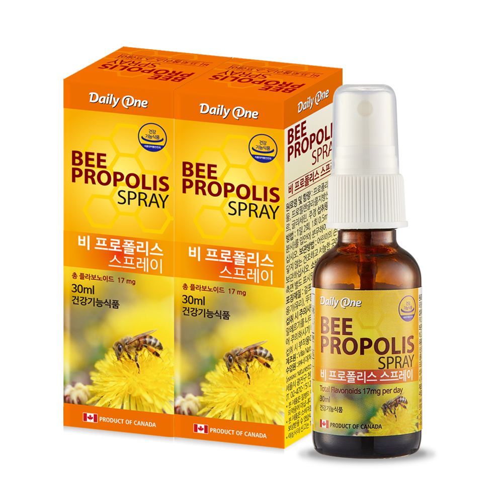 데일리원 비 프로폴리스 스프레이 뿌리는 캐나다 액상 목 구강 항균 항산화 30ml, 2개