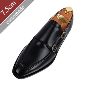 8.5cm 키높이 유팁 더블몽크스트랩 수제화(EL0011BK)