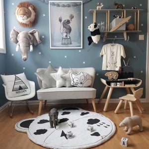 북유럽 팬더 원형러그 미니러그 소형러그