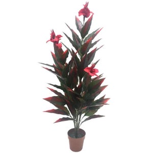 인조목 칸나 플라워 홍초목 프락키다 꽃나무 145cm 2개 세트 조화 식물 인조 나무 화분