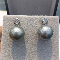 14K,18K 12mm 남양진주 귀걸이(타히티 흑진주 귀걸이)